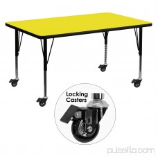 Flash Furniture Mobile 24''W x 48''L Rectangular Activity Table with 1.25'' Thick High Pressure Yellow Laminate Top and Height Adjustable Preschool Legs 556184620